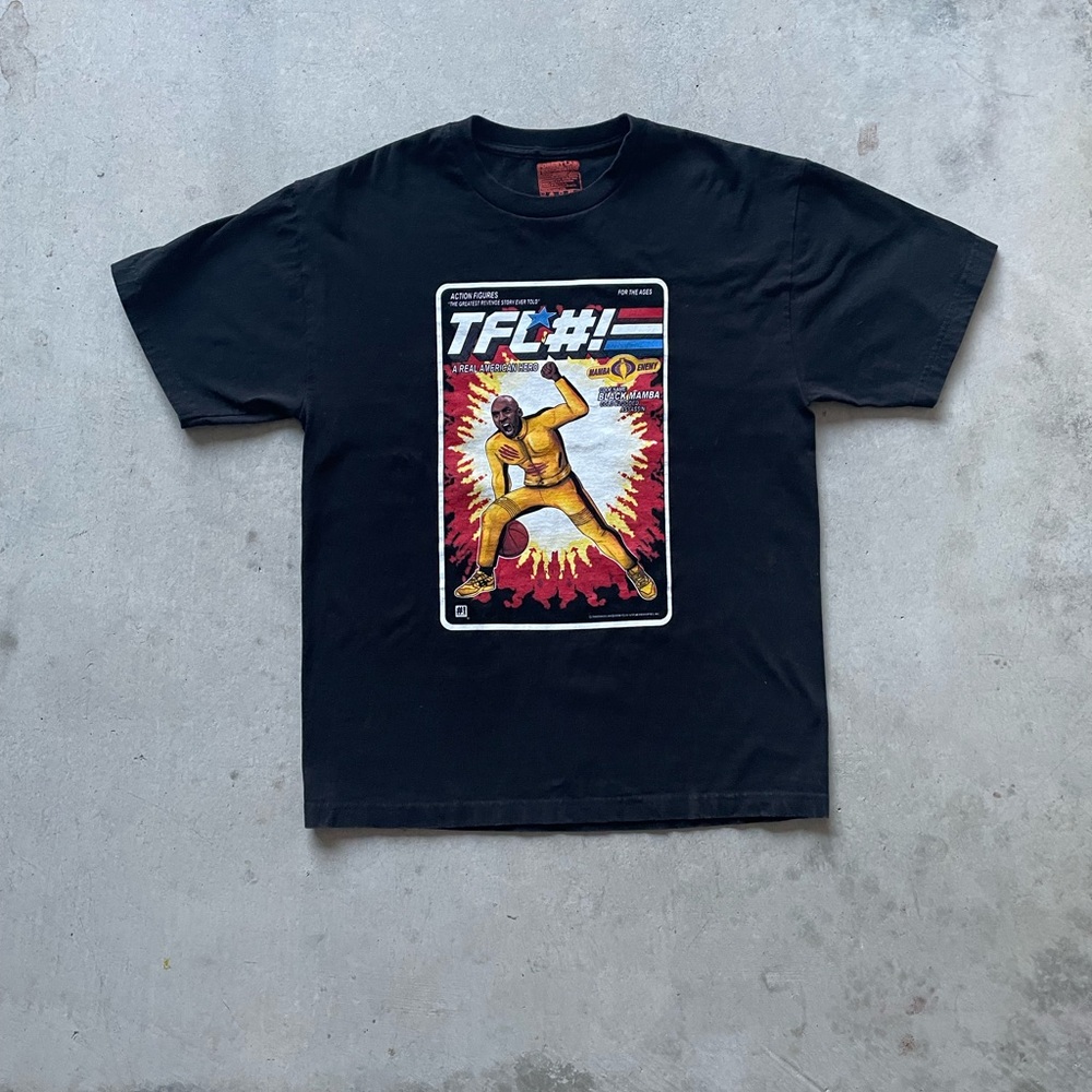 Black Short Sleeve Tee with Retro Graphic Print and Sci-Fi Theme